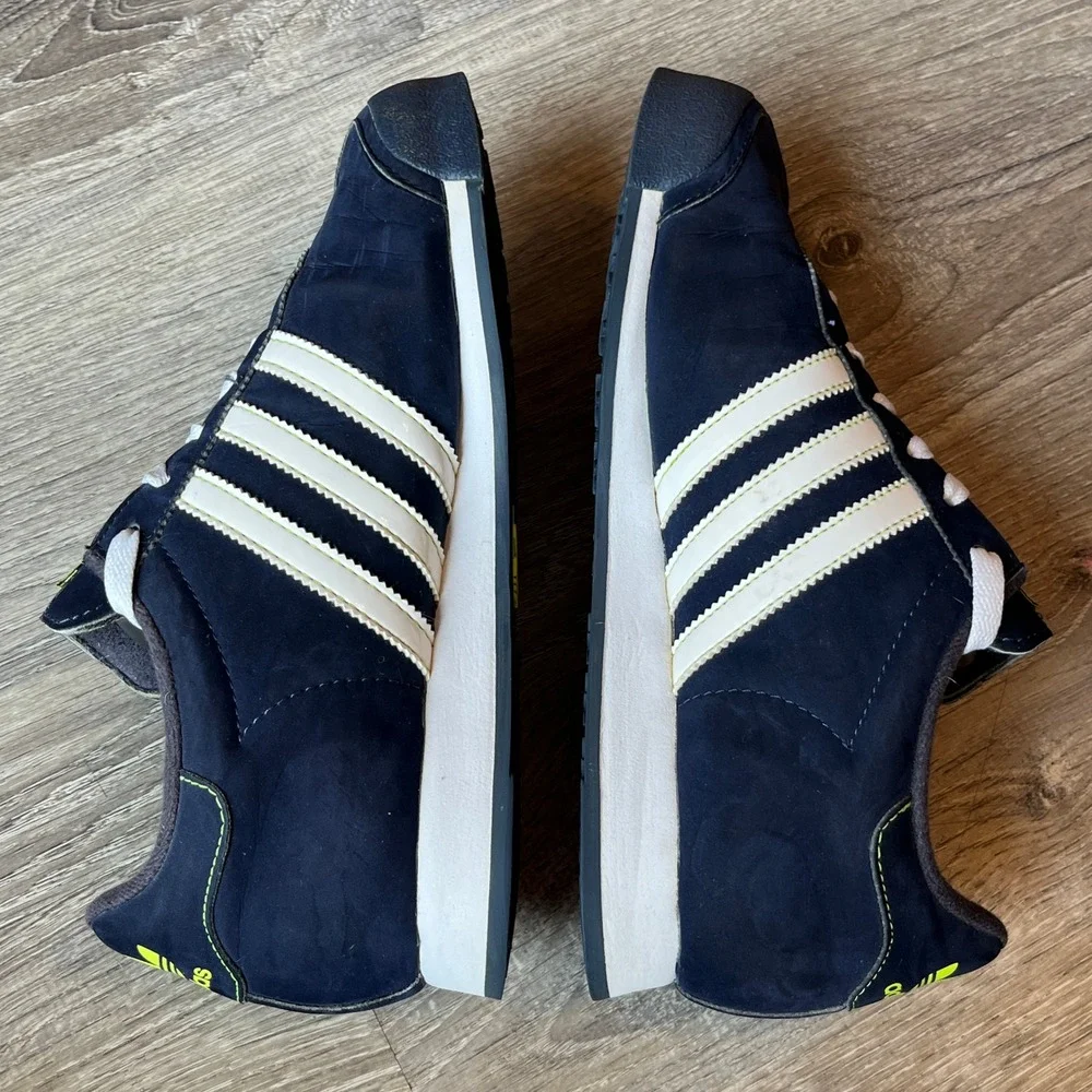 Adidas Samoa Navy Blue Lime Green White Walking Sneakers G59814 Womens 7